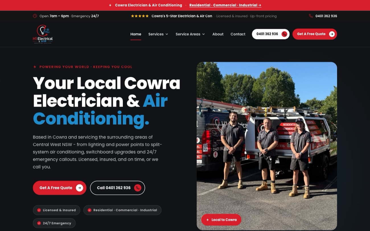 H1 Electrical & Air - live Astro website