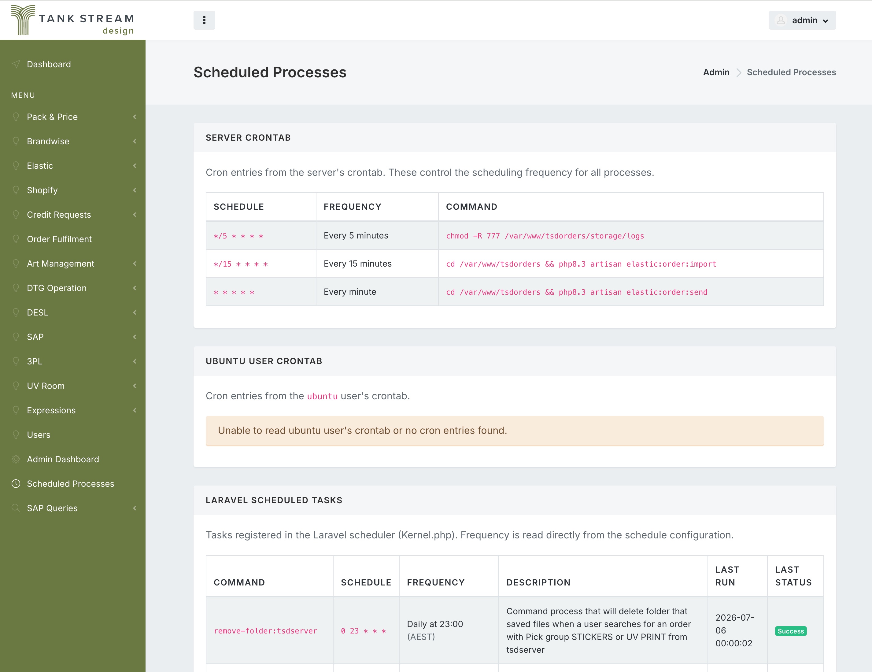 Tank Stream Design - client portal we built